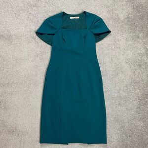 NWOT Trina Turk Cap Sleeve Square Neck Midi Sheath Dress Women’s Small Blue